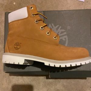 Yellow “wheat” timberands new in box.